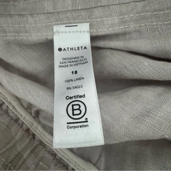 Athleta Cabo Tide Linen Jogger Sz 18 Neutral Camo Beige Mid Rise Zip Pocket NWT - Picture 12 of 13